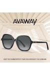 AVAWAY Cat-eye Lunettes de soleil polarisées pour femme Grandes Monture en Acétate Classiques Protection UV400- Catégorie 3