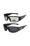 X-CRUZE Choppers - Lot de 2 paires de lunettes de soleil claires femmes hommes - 1x Modèle 01 noir brillant/teinte noir et 