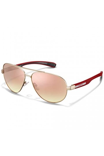 Carfia Pilote Lunettes de Soleil Femme Polarisées Miroir UV400 Protection indice 3 Moderne Classique Métal pour Conduite