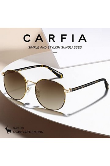 Carfia Lunettes de Soleil Femme Polarisées UV400 Protection pour Conduite indice 3 Métal Cadres