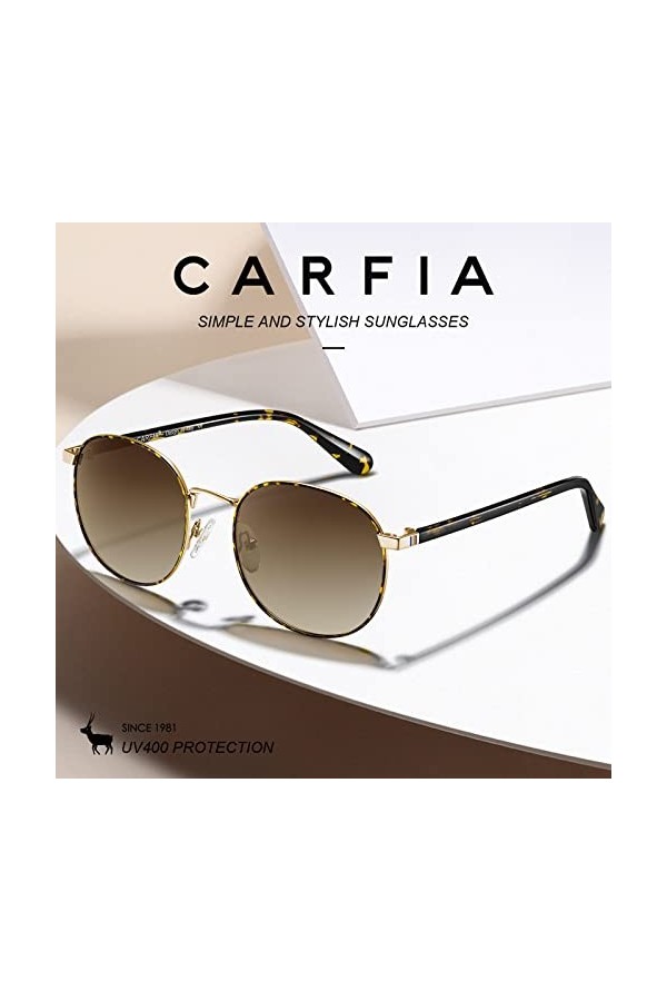 Carfia Lunettes de Soleil Femme Polarisées UV400 Protection pour Conduite indice 3 Métal Cadres