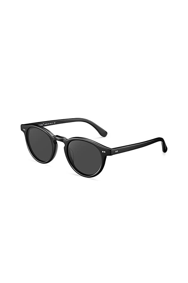 AVAWAY Rondes Polarisée Lunettes de soleil pour Femmes Protection UV Lentille, Monture en Acétate