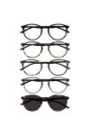 OPULIZE Met Pack 5 Lunettes De Lecture Avec Lecteur Soleil Rond Noir Brun Vert Gris Hommes Femmes RRRRS60-12672 +1,50