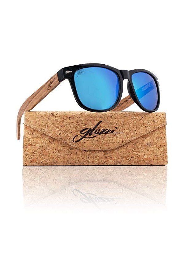 glozzi Lunettes de Soleil en Bois pour Hommes et Femmes Polarisées UV400 - Zebrano