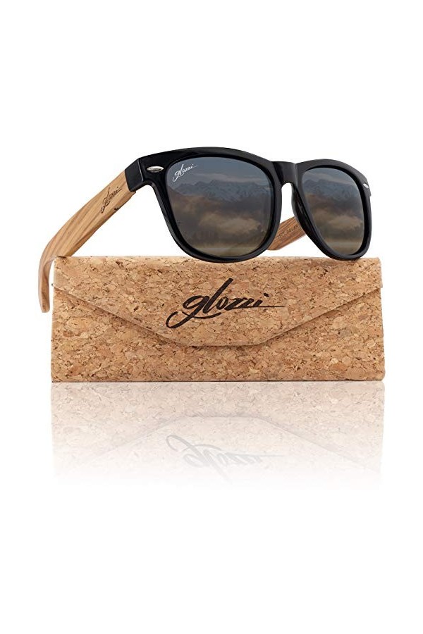 glozzi Lunettes de Soleil en Bois pour Hommes et Femmes Polarisées UV400 - Zebrano