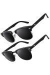 CGID Lunettes de Soleil Homme Femme Polarisées UV400 Classique Rétro Demi Monture Lunettes 2 Paires