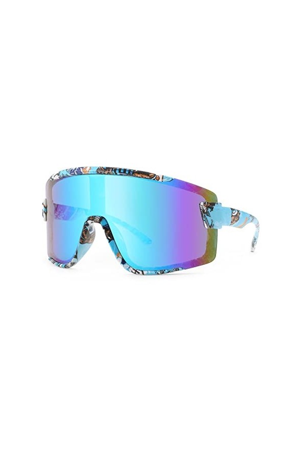 Karsaer Big Shield Wrap Around Lunettes de soleil Rave pour hommes et femmes fluo Pare-Soleil Verres Cyclisme Ski Shades Anné