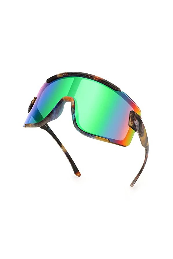 Karsaer Big Shield Wrap Around Lunettes de soleil Rave pour hommes et femmes fluo Pare-Soleil Verres Cyclisme Ski Shades Anné