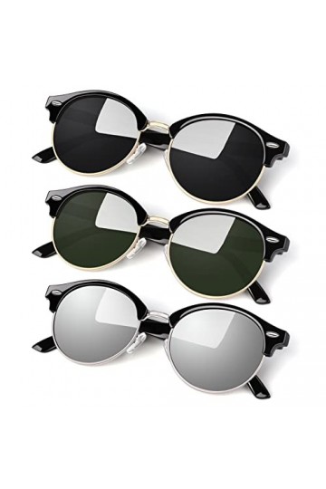 LINVO Lunettes de Soleil Polarisées Sans Monture pour Homme et Femme, Lunettes Rétro Classiques, Demi-monture Lunettes de Sol