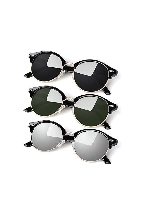 LINVO Lunettes de Soleil Polarisées Sans Monture pour Homme et Femme, Lunettes Rétro Classiques, Demi-monture Lunettes de Sol