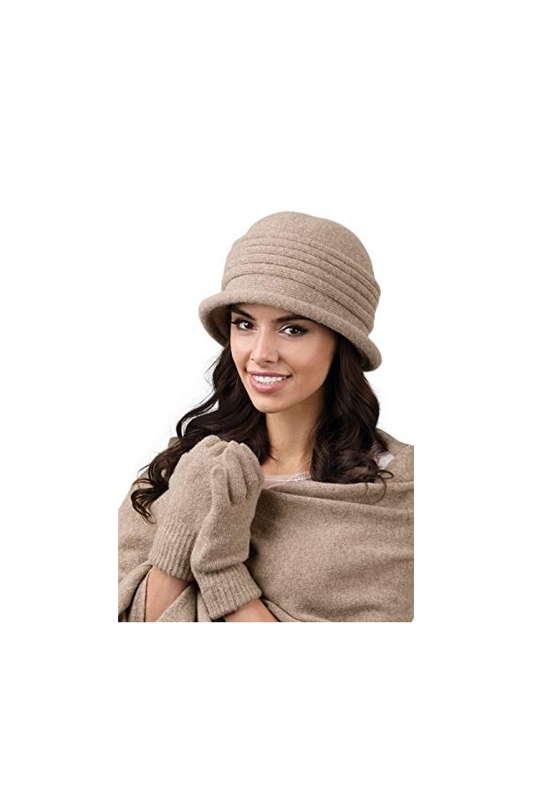 Kamea Salerno - Ensemble dhiver 2 pièces pour femme - Avec chapeau et écharpe XXL assortie, cadeau pour femme, pétrole, tail