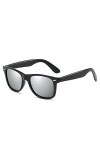 Rocf Rossini Lunettes de Soleil Polarisées pour Homme Femme Vintage Retro Protection de UV400 Noir/Argent 