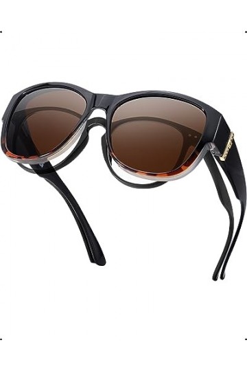 SIPHEW Lunettes de soleil polarisées pour homme/femme, surdimensionnées enveloppantes avec protection UV400, Cadre noir à éca