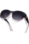 SIPHEW Lunettes de soleil polarisées pour homme/femme, surdimensionnées enveloppantes avec protection UV400, Cadre noir à éca