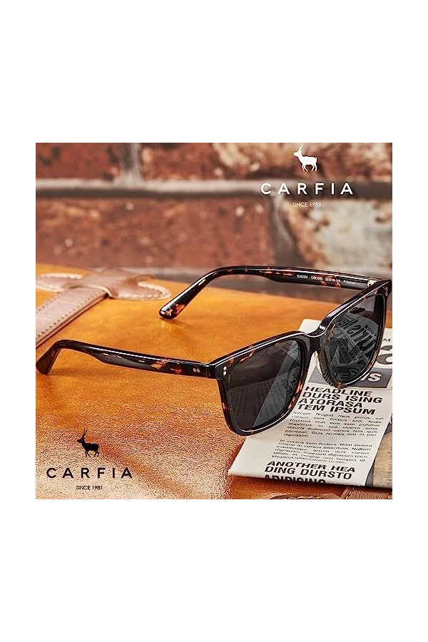 Carfia Lunettes de Soleil Homme Polarisée Lunettes Solaires Cat.3 Anti UV pour Pêcher Voyager Conduire