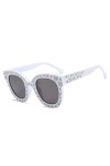 SUYGGCK Lunettes de Soleil Femmes Round Frame Star Diamond Sunglasses Retro Trend Sunglasses Uv400-C7
