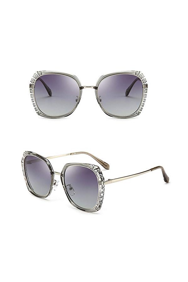 TYJA Lunettes De Soleil, Lunettes De Soleil Polarisées pour Femmes Résistantes Aux UV, Lunettes De Soleil À Monture Large pou