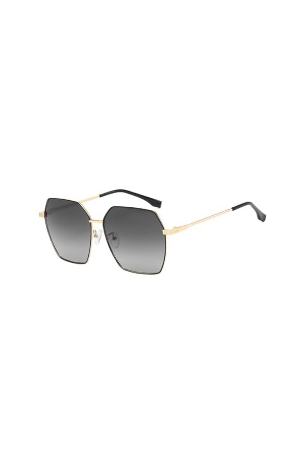 MdybF Lunettes de soleil en métal surdimensionné Lunettes de soleil polarisées pour femmes