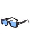 DAPERCI Hip-Hop Carré Lunettes de Soleil Femmes Hommes Blanc Lunettes de Soleil Bleu Dames Vintage Lunettes Protection UV