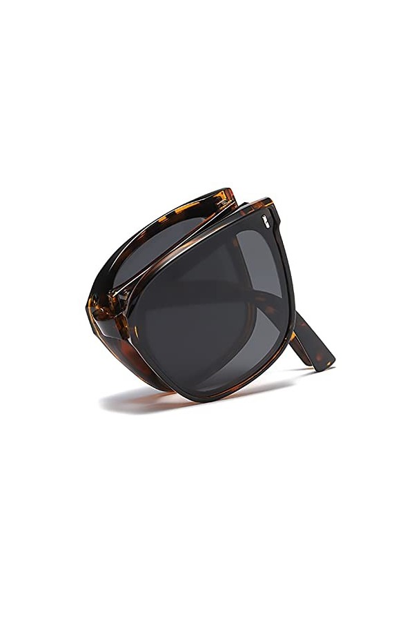 Dollger Lunettes de soleil polarisées pliables pour homme et femme – Lunettes de soleil pliantes classiques rétro avec étui r