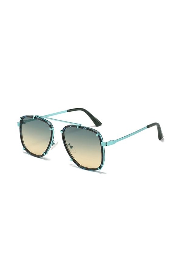 MUTYNE Lunettes de Soleil Carrées Surdimensionnées à la Mode Femmes Rétro Dégradé Nuances UV400 Hommes Punk Tendance Bleu Ros