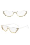 Lunettes de soleil rétro étroites œil de chat cloutées en diamant pour femmes, lunettes de soleil tendance demi-monture en di