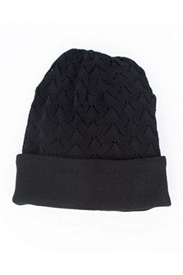 Invero Bonnet réversible en laine mérinos Sany, 100 % laine - Noir - Taille Unique