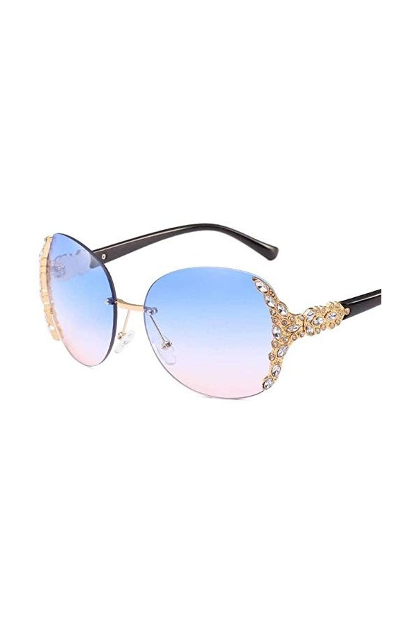 NIUASH Lunettes de Soleil polarisées Grand Cadre Femmes Lunettes Uv400 sans Monture Classique Diamant Femmes Lunettes de Sole