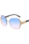 NIUASH Lunettes de Soleil polarisées Grand Cadre Femmes Lunettes Uv400 sans Monture Classique Diamant Femmes Lunettes de Sole