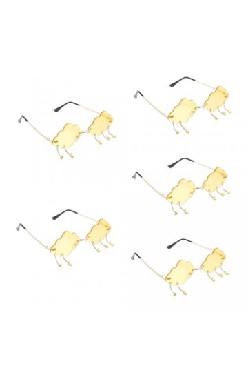 USHOBE 5 Pièces Lunettes De Soleil Nuage Clair Lunettes Sans Monture Funky Vintage Lunettes De Soleil Sans Monture Lunettes D