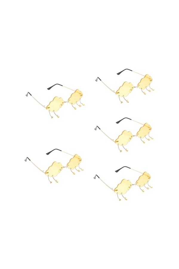 USHOBE 5 Pièces Lunettes De Soleil Nuage Clair Lunettes Sans Monture Funky Vintage Lunettes De Soleil Sans Monture Lunettes D