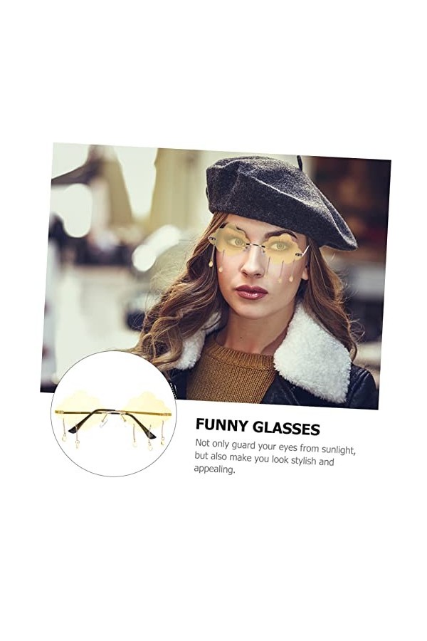 USHOBE 5 Pièces Lunettes De Soleil Nuage Clair Lunettes Sans Monture Funky Vintage Lunettes De Soleil Sans Monture Lunettes D