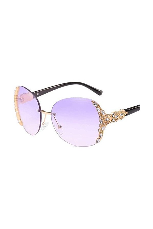 ZYIZEE Lunettes de Soleil Grand Cadre Femmes Lunettes Uv400 sans Monture Classique Diamant Femmes Lunettes de Soleil surdimen