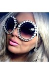 TYJYY Sunglasses Lunettes De Soleil Oversize De pour Femmes Vintage Lunettes De Soleil avec Strass Lunettes De Soleil Rondes 