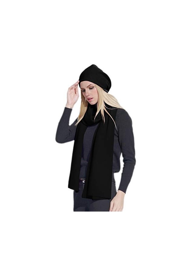 prettystern Femme Bonnet Beanie 100% Laine de Cachemire pour Dames Doux et Chaud Couleur Unie Marron