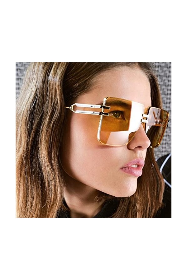 HPIRME Lunettes de soleil yeux de chat sans monture femmes lunettes de soleil rétro hommes dames lunettes dété nuances vinta