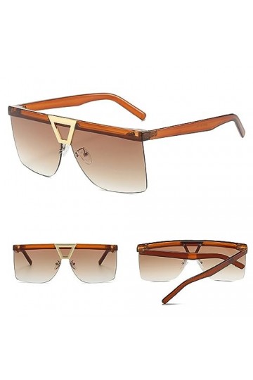 HPIRME Lunettes de soleil carrées à dessus plat pour femmes grandes lunettes de soleil demi-monture dames dégradés lunettes, 