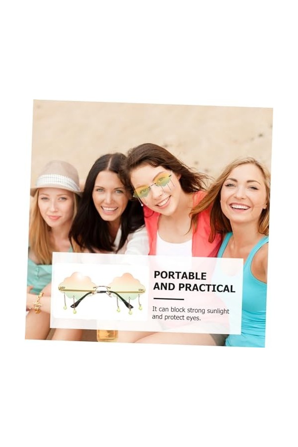 USHOBE 5 Pièces Lunettes De Soleil Femme Disco Lunettes Disco Lunettes Rave Lunettes Plage Fête Lunettes Sans Monture Nuage S