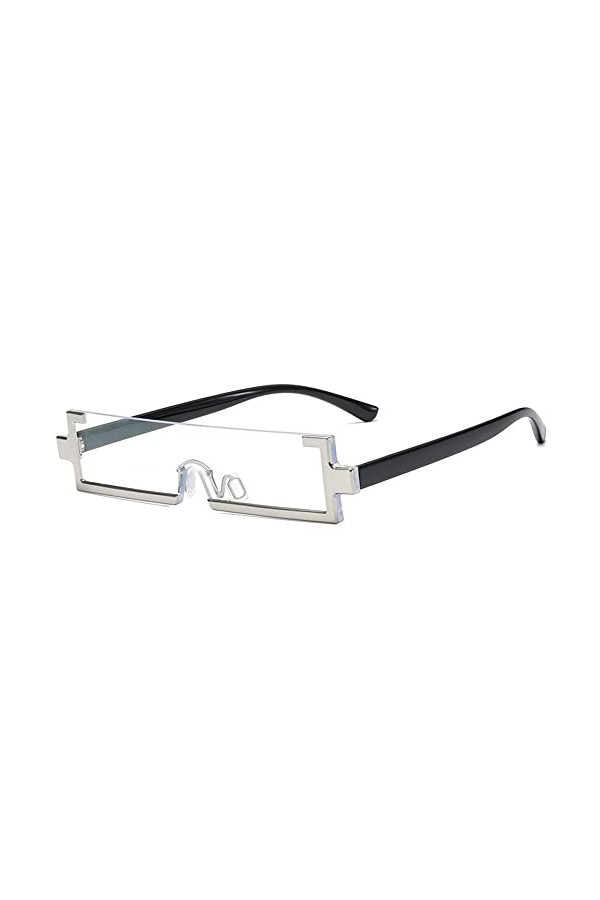 HPIRME Carré petites lunettes de soleil femmes rétro Vintage une pièce sans monture lunettes de soleil hommes clair bleu nuan