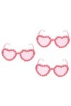 GALPADA 3 Pièces Lunettes De Soleil Coeur Lunettes De Mode Pour Femmes Lunettes De Soleil Marguerite Rétro Lunettes De Soleil