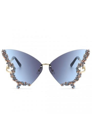 MYPIKY Lunettes De Soleil Papillon À La Mode Pour Femmes Lunettes De Soleil Sans Monture En Diamant Lunettes De Soleil Anti U