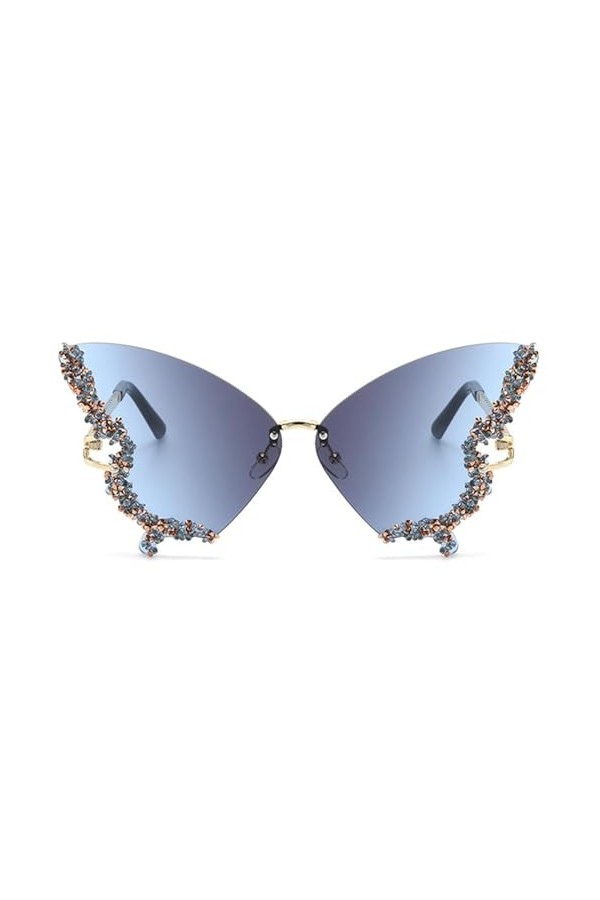 MYPIKY Lunettes De Soleil Papillon À La Mode Pour Femmes Lunettes De Soleil Sans Monture En Diamant Lunettes De Soleil Anti U