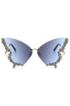 MYPIKY Lunettes De Soleil Papillon À La Mode Pour Femmes Lunettes De Soleil Sans Monture En Diamant Lunettes De Soleil Anti U