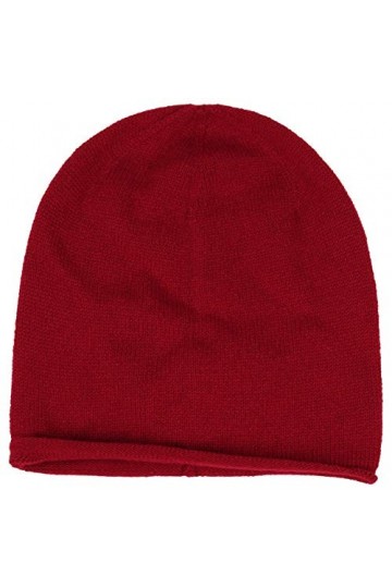 Seeberger Bonnet Cachemire a Bord Roule en Tricot Beanie Taille Unique - Rouge 