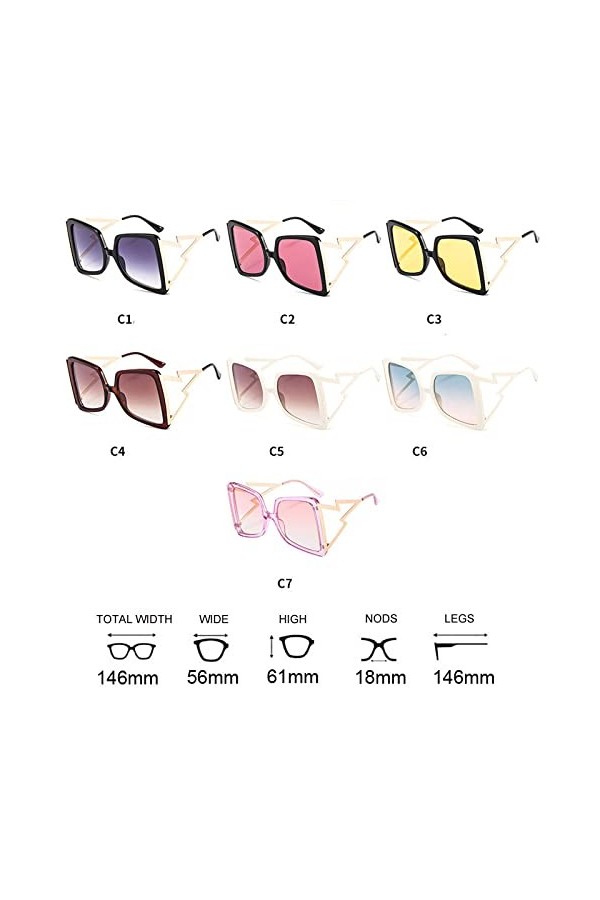 Lunettes de soleil carrées en forme darc surdimensionné pour femmes Lunettes de soleil dégradées à grand cadre de luxe pour 