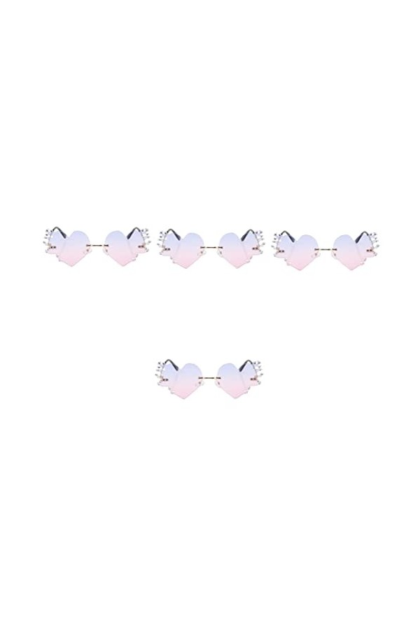 GALPADA 4 Paires Lunettes De Soleil Flamme Lunettes De Fête Lunettes De Soleil Coeur Fondant Lentille Dégradée Lunettes De So