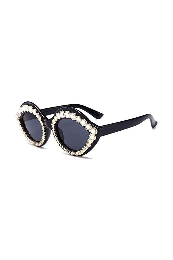 NIUASH Lunettes de Soleil polarisées Lunettes de Soleil rétro Lunettes de Forme de lèvre de Diamant Vintage Cristal Femme Cla