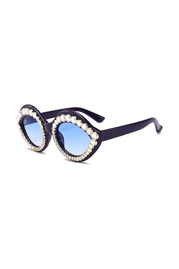 NIUASH Lunettes de Soleil polarisées Lunettes de Soleil rétro Lunettes de Forme de lèvre de Diamant Vintage Cristal Femme Cla