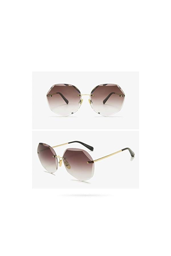 NIUASH Lunettes de Soleil polarisées Lunettes de Soleil surdimensionnées sans Monture Femmes Cadre lentille hexagonale Lunett