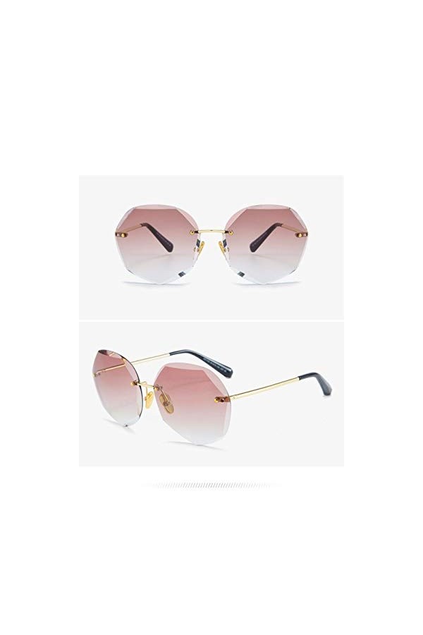 NIUASH Lunettes de Soleil polarisées Lunettes de Soleil surdimensionnées sans Monture Femmes Cadre lentille hexagonale Lunett